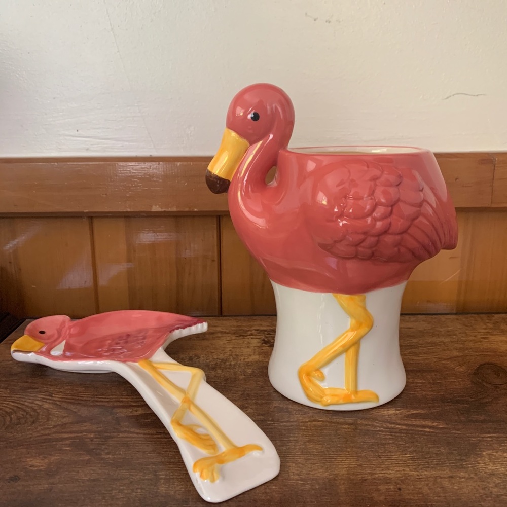 flamingo utensil holder & spoon holder